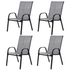 Grey Patio Chairs 4 Piece Set with Breathable Textilene Fabric - Grey