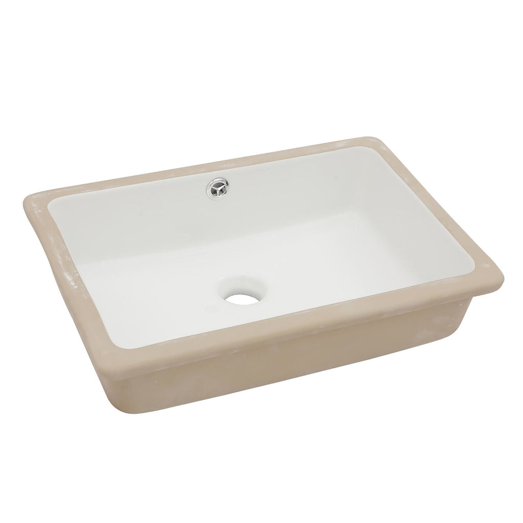 Modern Ceramic Rectangular Undermount Bathroom Sink with Overflow - White