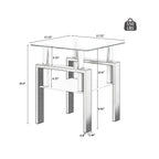 Modern Tempered Glass End Table with Metal Frame - Black or White