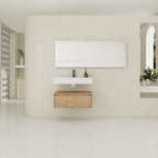 Wall Mounted Bathroom Vanity with Resin Sink and Soft Close Drawer - Imitative Oak