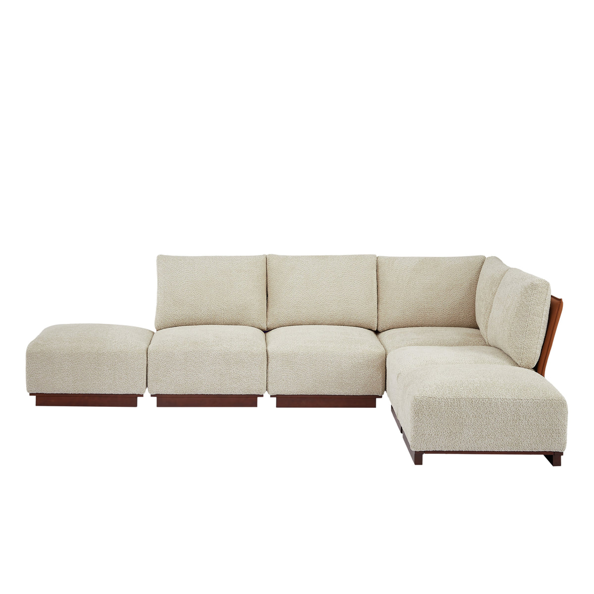 Velora 116 in. 6-Piece L Shaped Boucle Modular Sectional Sofa - Sesame