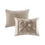 7 Piece Tufted Comforter Set in Taupe