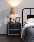 Modern Black Nightstand Table with Two Drawers - Black