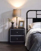 Modern Black Nightstand Table with Two Drawers - Black