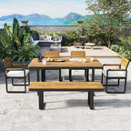 6-Piece Outdoor Dining Set with Acacia Wood - Beige or Gray