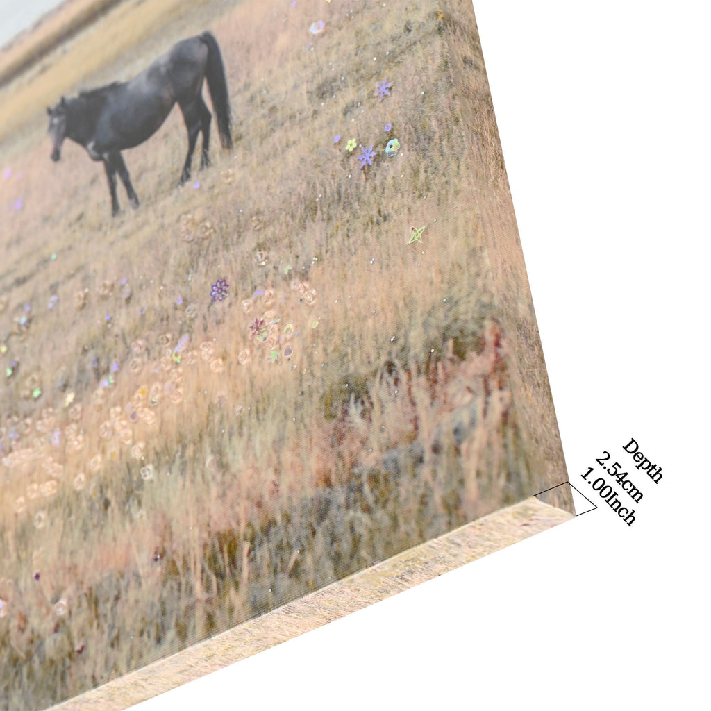 Horse Framed Wall Art Decor for Living Room - Denim Brown