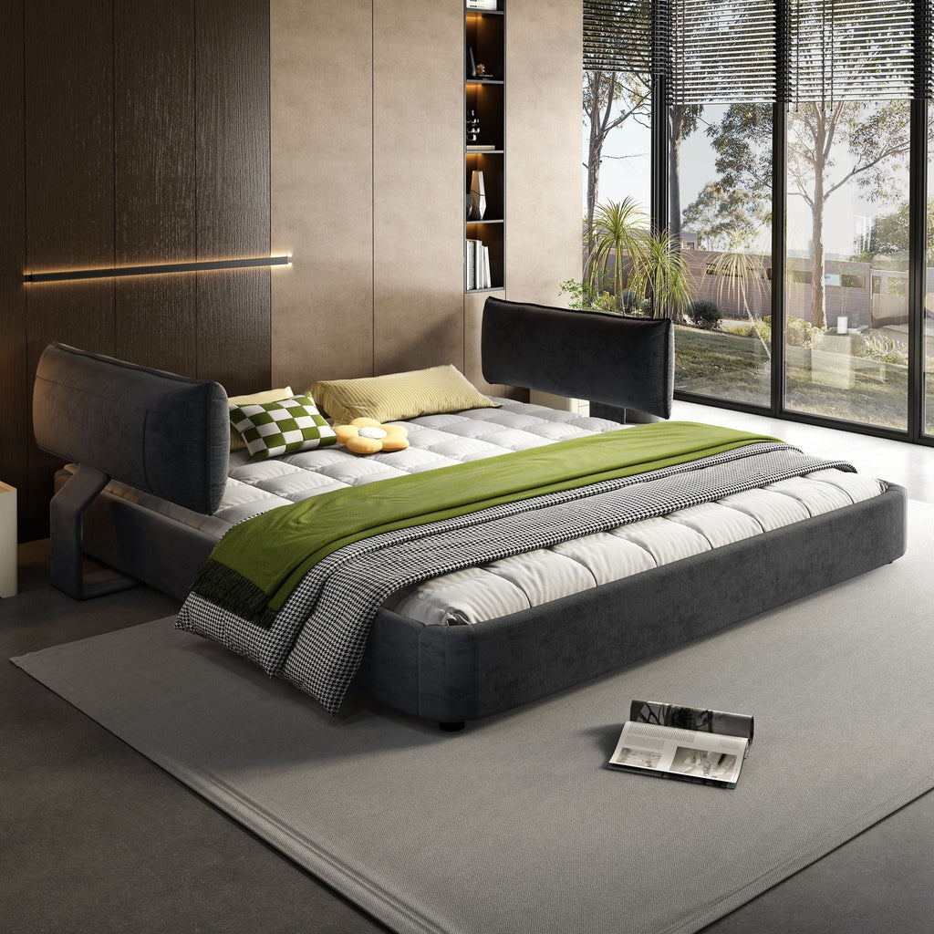 Cloud Bed Frame with Oversized Padded Movable Headboard - King