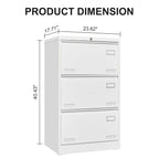 Locking Metal Filing Cabinet 3 Drawer - Multiple Sizes, Black or White