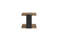 Black Channel Chairside Table with Storage Shelf