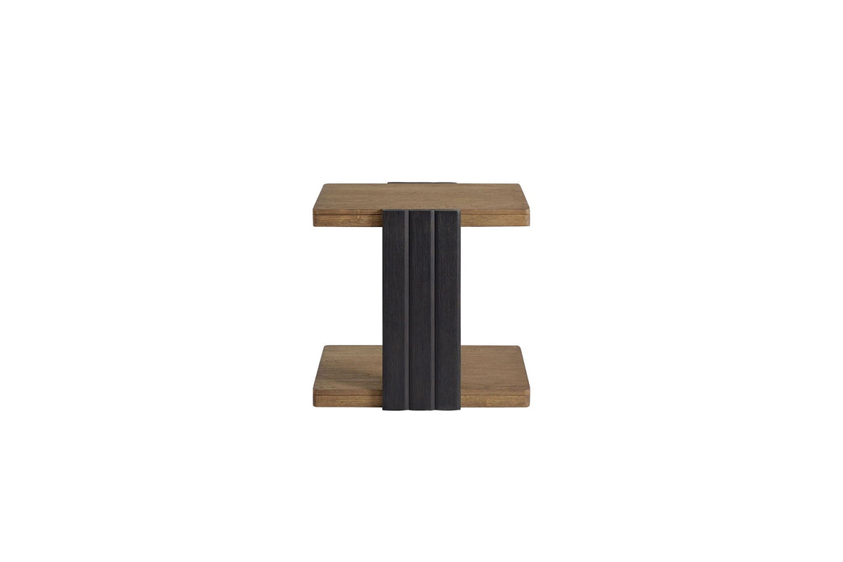 Black Channel Chairside Table with Storage Shelf