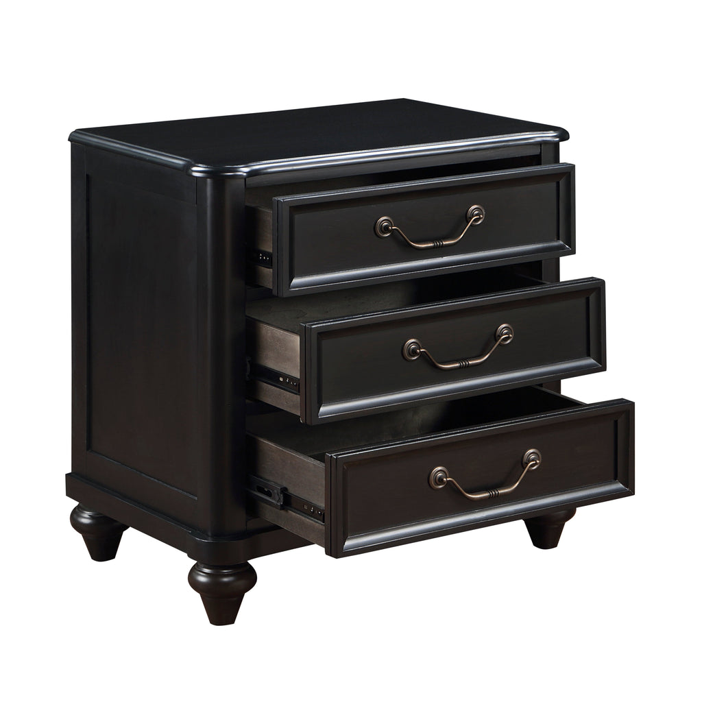 Charcoal Nightstand with Three Drawers - Brown Mix
