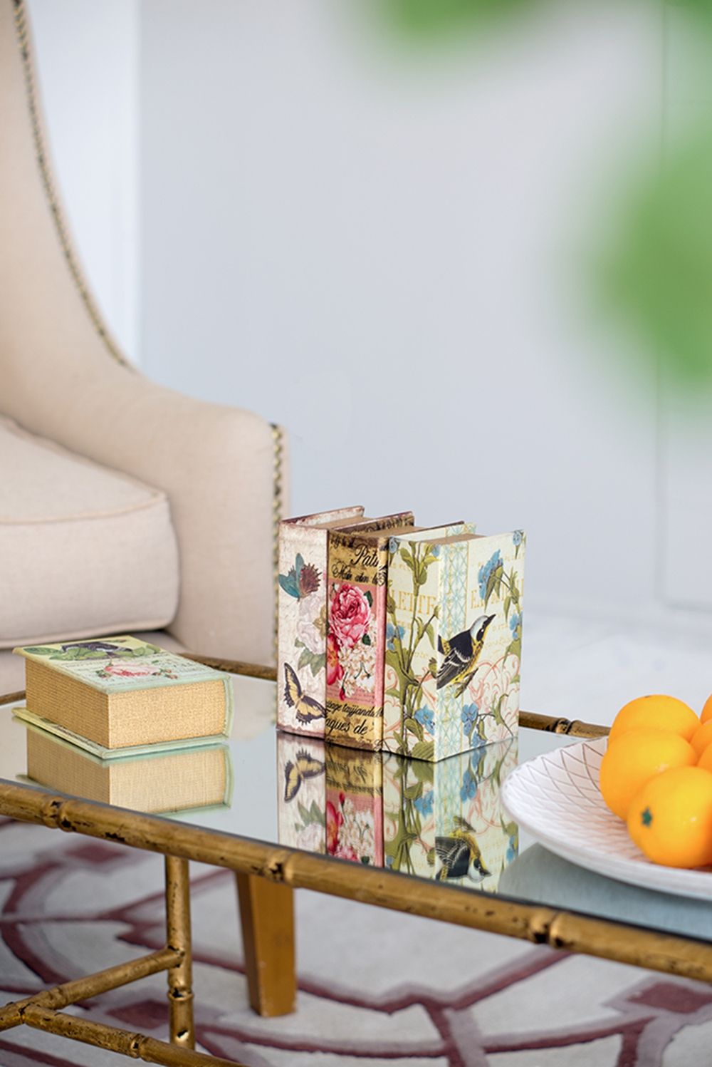 Multi-Color Book Boxes Set of 4 with Elegant Floral Design