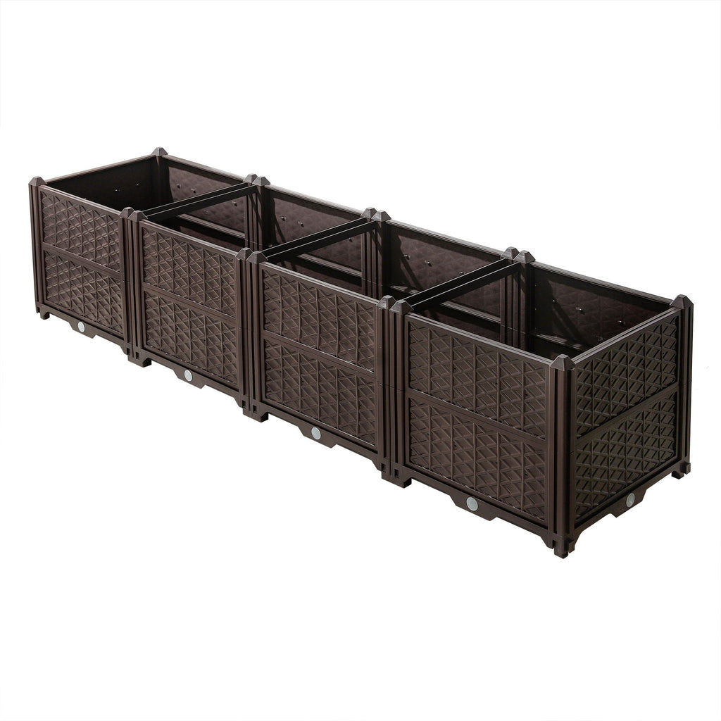 Rectangular Plastic Planting Box Kit with Water Barrier - Coffee