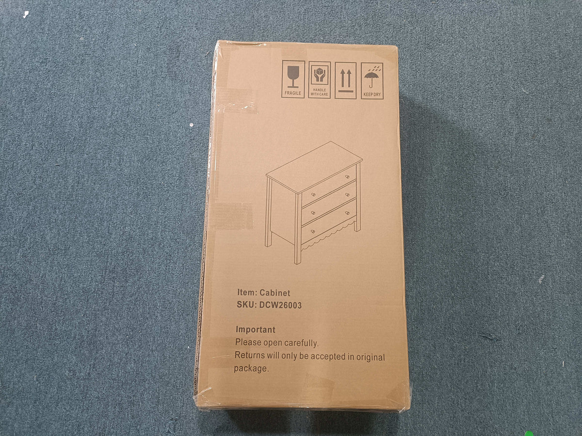 White 3 Drawer Dresser with Ample Storage - White