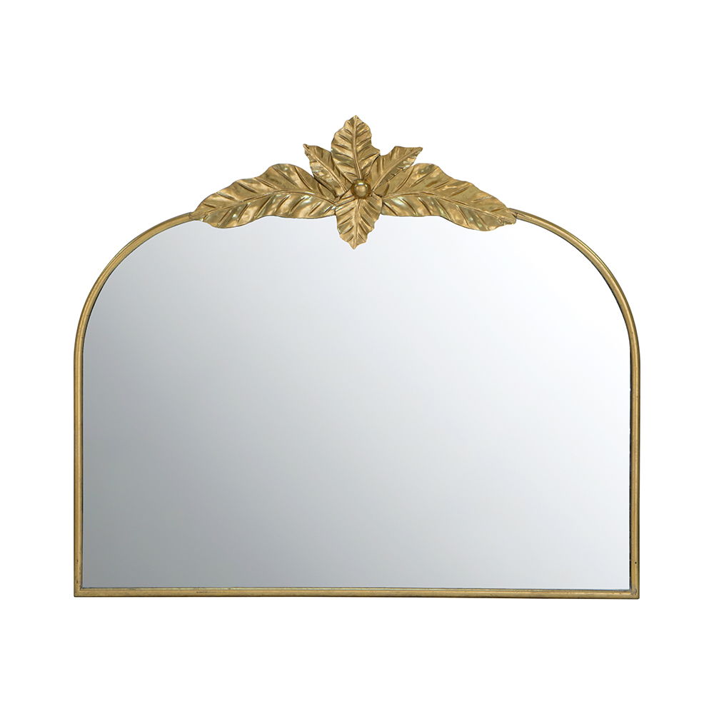 Gold Arched Wall Mirror with Metal Frame - Decorative Accent