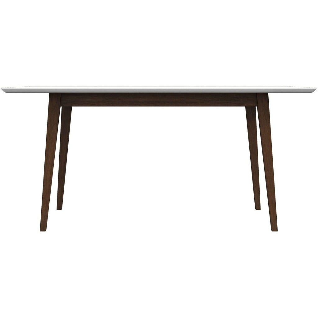 Modern Rectangular Dining Table with Solid Wood Construction - Dark Brown or White