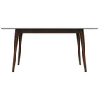 Modern Rectangular Dining Table with Solid Wood Construction - Dark Brown or White