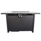 Outdoor Fire Pit Table with Heat Resistant Glass Top - Black