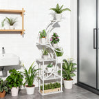 White S-Shaped Plant Stand with 8 Tiers - White