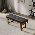 Black Upholstered Bench with Solid Wood Frame - Lucia