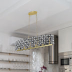 39" Contemporary Crystal Pendant Chandelier with K9 Crystal - Black & Gold