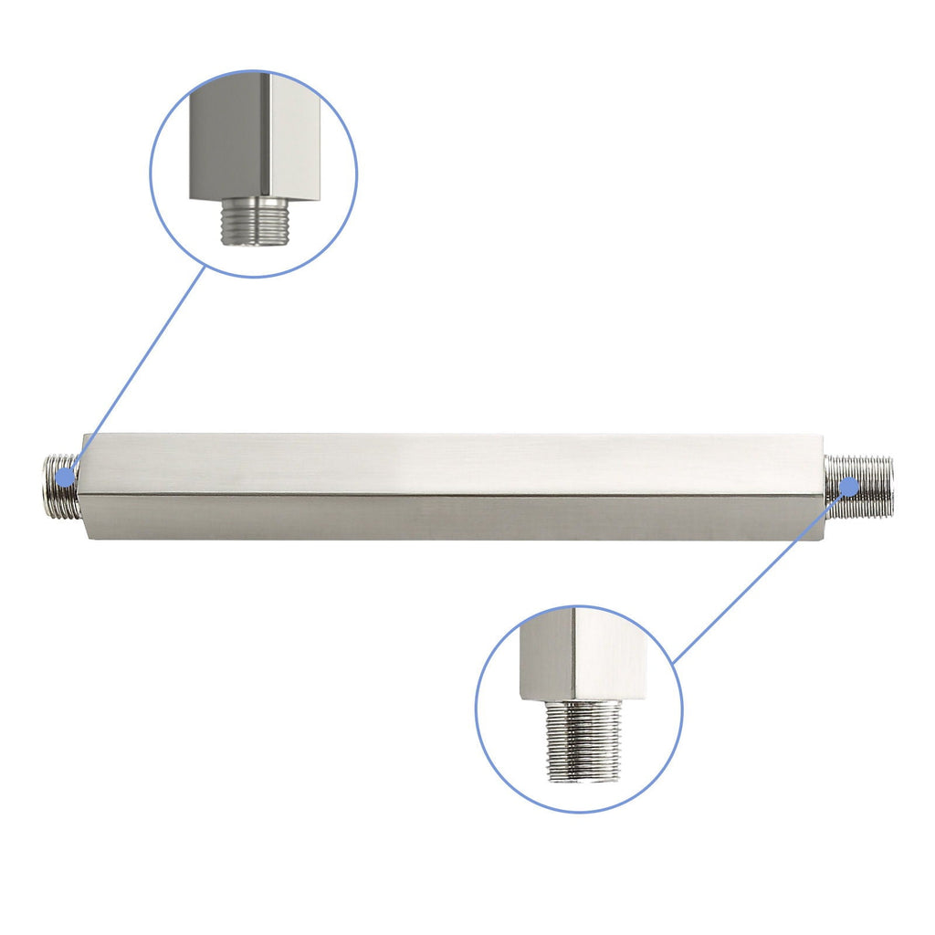 Premium 8" Ceiling Mounted Shower Arm with Flange - Black or Gray