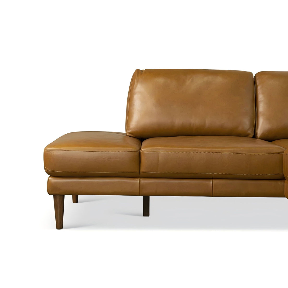 Light Brown Sectional Sofa with Top-Grain Leather - Right Arm Facing