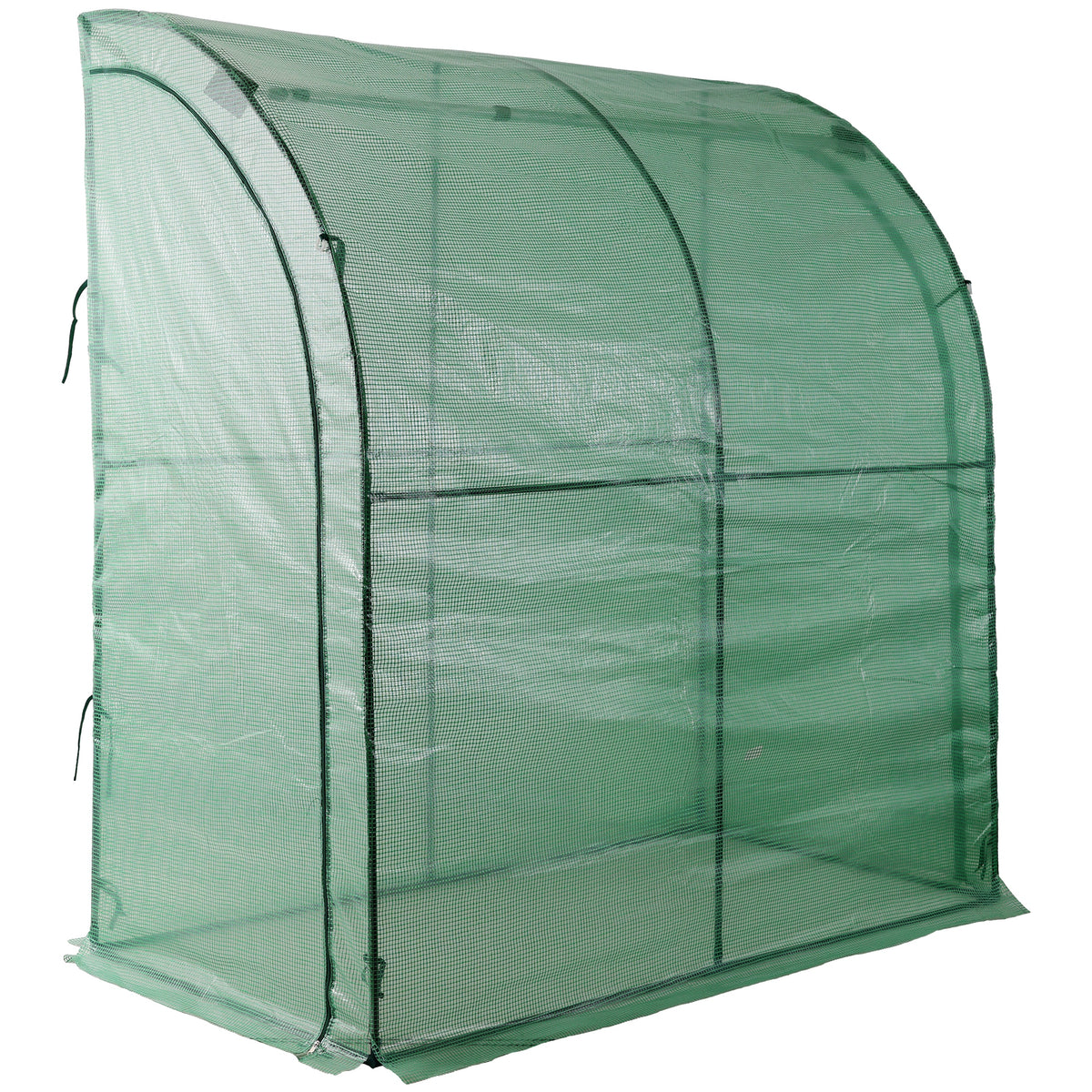 3 Tier Lean-To Portable Greenhouse with Wire Shelves - Green
