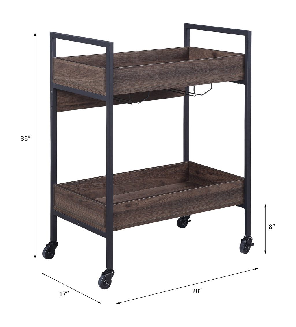 Jerrick Kitchen Island & Serving Cart with Metal Frame and Wood Top - Multi-Color