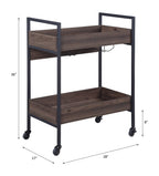 Jerrick Kitchen Island & Serving Cart with Metal Frame and Wood Top - Multi-Color