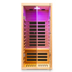 Low EMF Infrared Double Sauna Room with Bluetooth & LED Lighting - Natural Wood