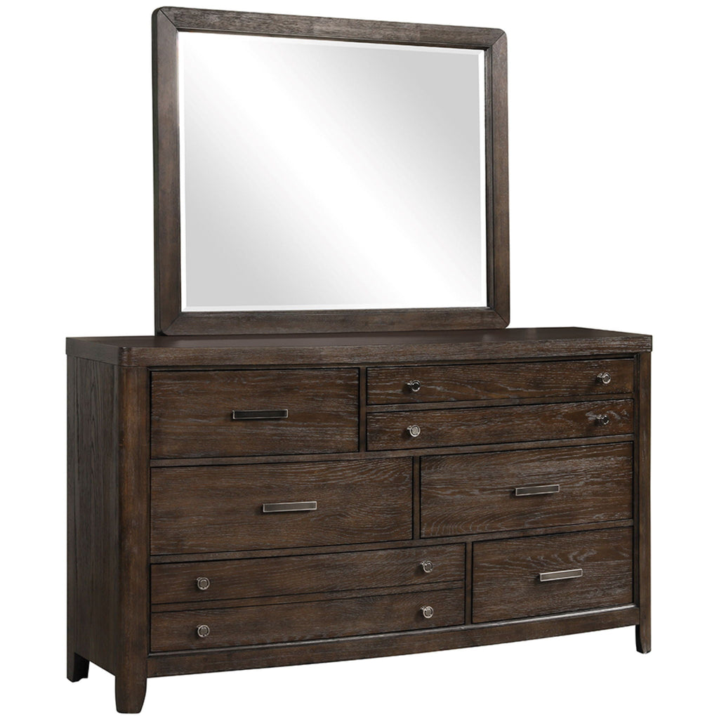 Antique Brown Mirror with Beveled Glass - Brown
