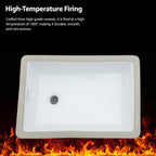 Vertical Undermount Bathroom Sink With Overflow - White