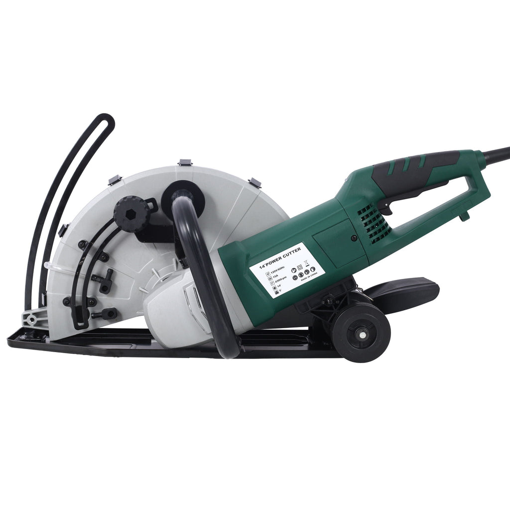 Portable Electric Circular Concrete Saw with 14" Wet/Dry Diamond Blade - Green