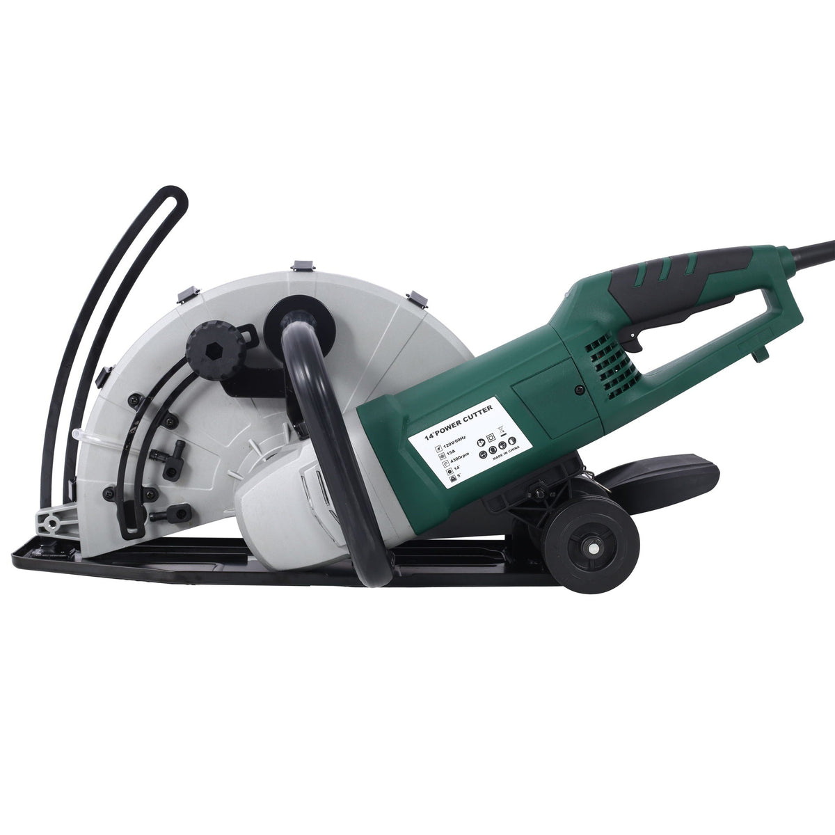 Portable Electric Circular Concrete Saw with 14" Wet/Dry Diamond Blade - Green