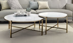 Marble Top Nesting Table Set with Metal Frame - White
