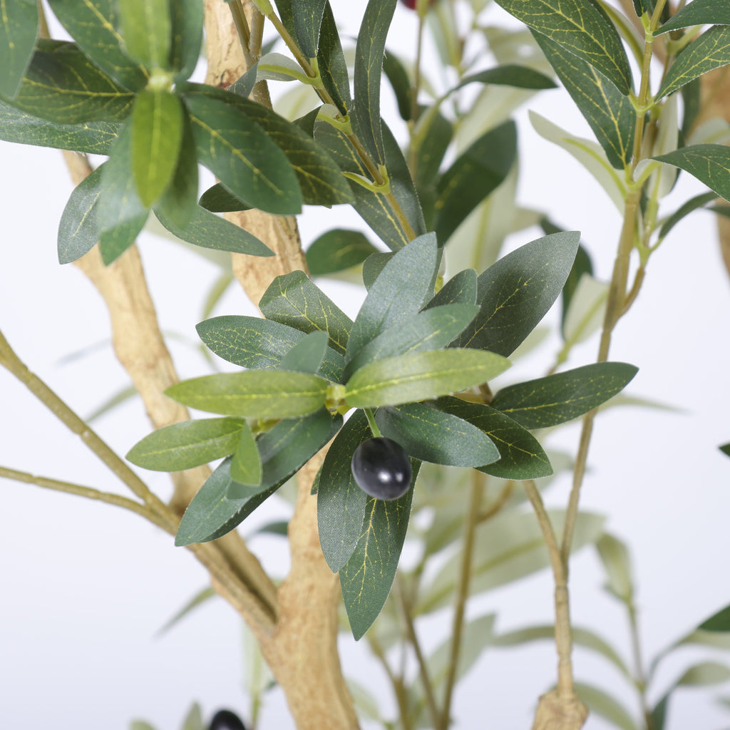 8.2FT Artificial Olive Tree with Decorative White Planter – Green Leaves
