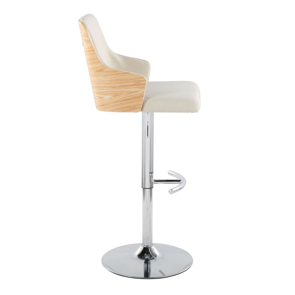 Stella Adjustable Barstool Set with Swivel & Rounded T Footrest - Dark Gray or Beige