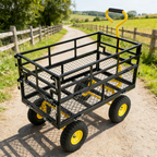 Outdoor Wagon Cart with Metal Frame - Green