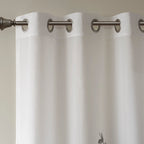 Burnout Printed Curtain Panel with Semi-Sheer Botanical Design - Grey