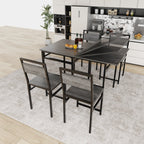 Extendable Dining Table Set with 4 Chairs – MDF and Metal