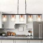 Adjustable Pendant Lighting with Clear Glass Shade - Black or Gold