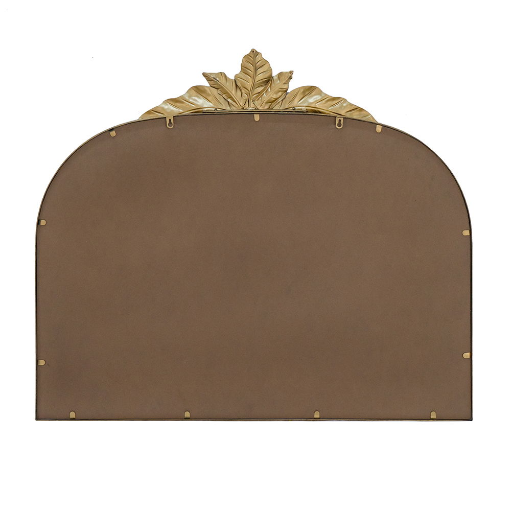 Gold Arched Wall Mirror with Metal Frame - Decorative Accent