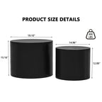 Nesting Coffee Table Set of 2, Modern Round Wood Side Tables