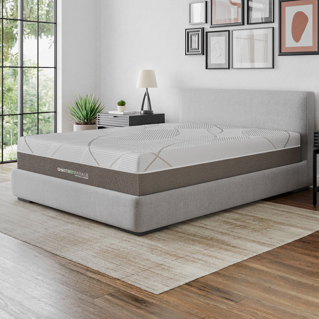 12" Profile Massage Mattress Hybrid with Pneumatic Air Cell Technology - White