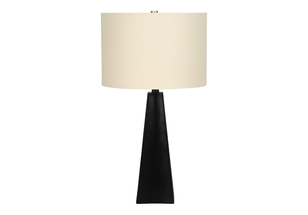 Modern Black Resin Table Lamp with Adjustable 3-Way Lighting - Beige Linen Shade