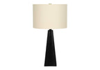 Modern Black Resin Table Lamp with Adjustable 3-Way Lighting - Beige Linen Shade