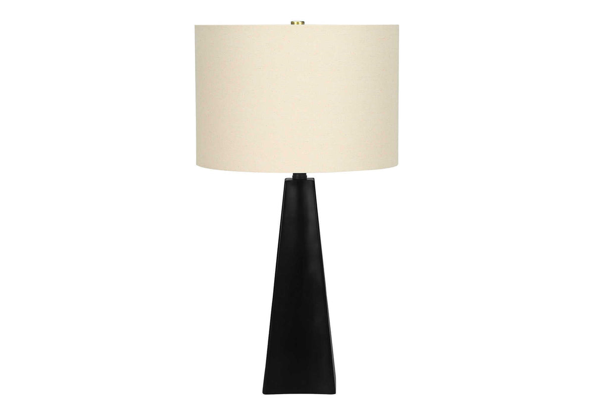 Modern Black Resin Table Lamp with Adjustable 3-Way Lighting - Beige Linen Shade