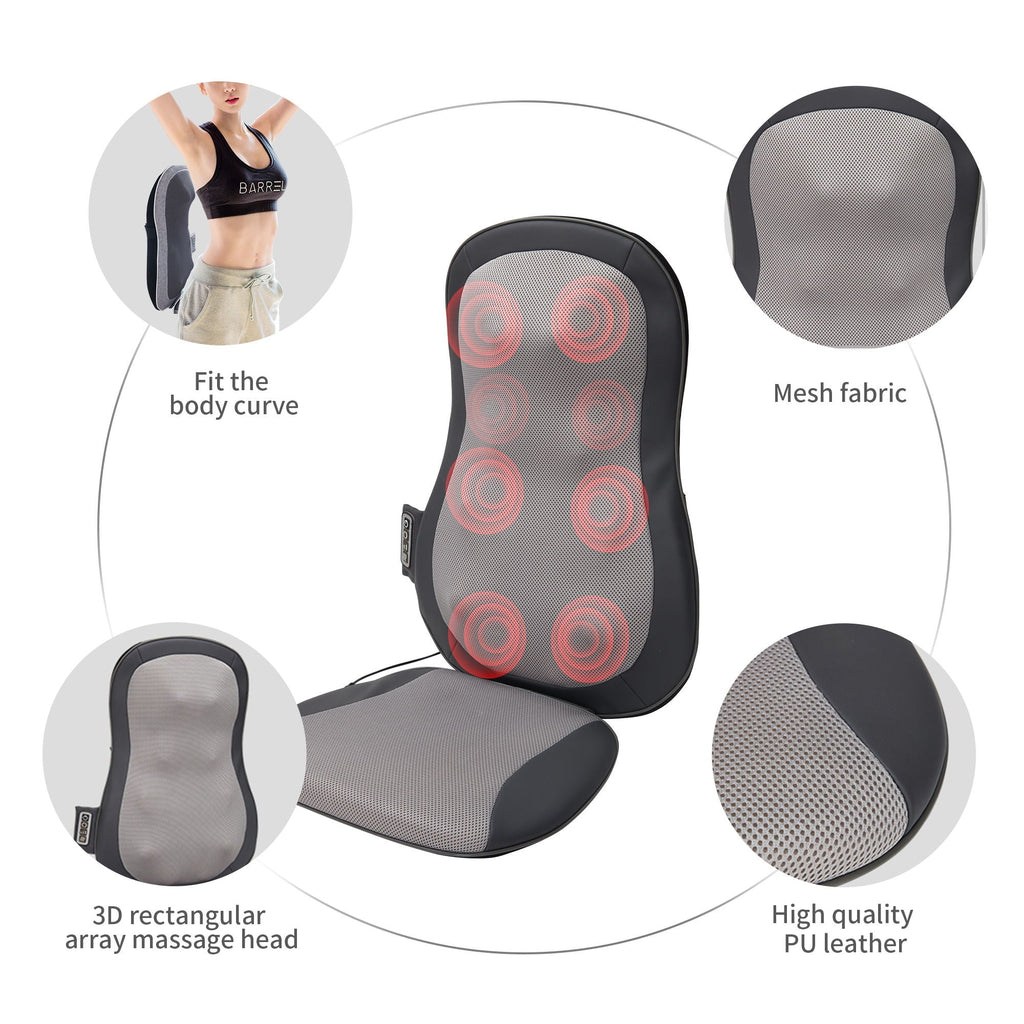 Therapeutic Shiatsu Massage Cushion with Heat Function - Polypropylene, Gray