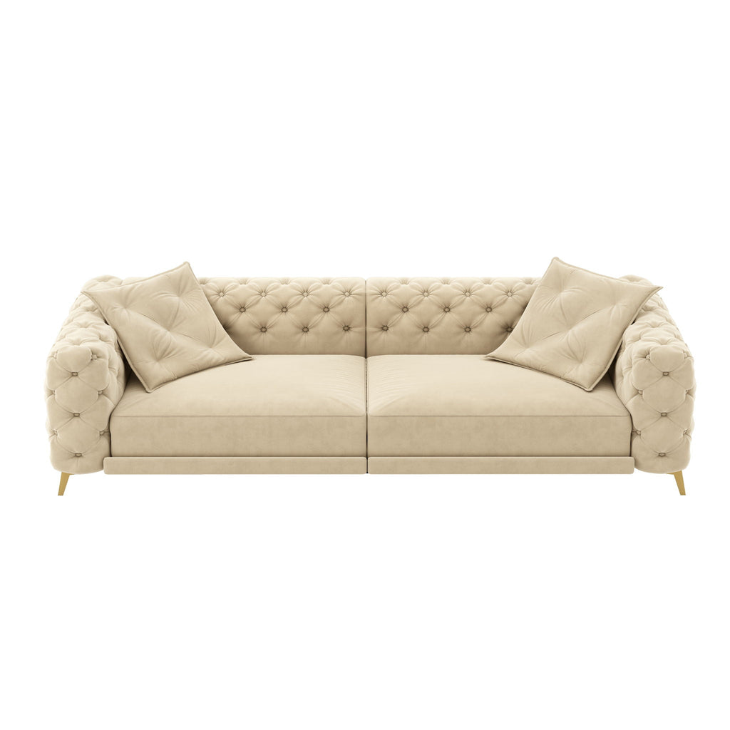 3-In-1 Convertible Sleeper Sofa Set with Deep Seat & Movable Ottoman - White, Beige, Gray